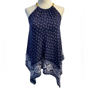 Michael Kors Chain-Neck Jersey Halter Top Size XS Boho Paisley Print